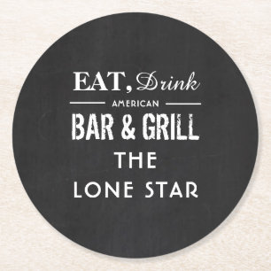 Eat, Drink-alkboard, Bar & Grill, Pub/Brewery Ronde Kartonnen Onderzetter
