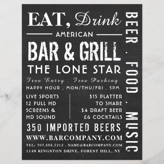 Eat, Drink-alkboard, Pub/Brewery Adverteren Flyer (Voorkant)