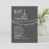 Eat Drink and be huwried Engagement Party Kaart (Staand voorkant)