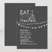 Eat Drink and be huwried Engagement Party Kaart (Voorkant / Achterkant)