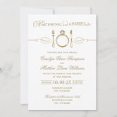 Eat Drink and be Married Antiek Gold Wedding Kaart (Voorkant)