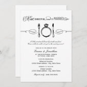 Eat Drink and be Married Black Rehearsal Dinner Kaart (Voorkant / Achterkant)