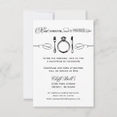 Eat Drink and be Married Black Weddenschap Recepti Kaart (Voorkant)