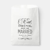 Eat Drink and be Married Black WeduwMonogram Bedankzakje (Voorkant)
