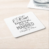 Eat Drink and be Married Black WeduwMonogram Kartonnen Onderzetters (Schuin)