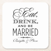 Eat Drink and be Married Black WeduwMonogram Kartonnen Onderzetters (Voorkant)