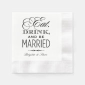 Eat Drink and be Married Black WeduwMonogram Servet (Voorkant)