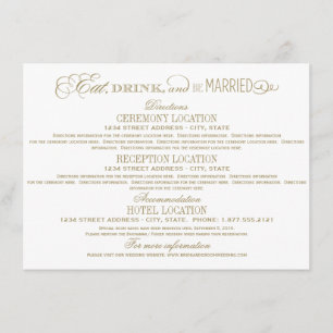 Eat Drink and be Married Gold Wedding Details Informatiekaartje