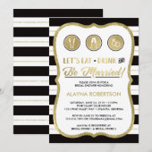 Eat Drink and Be Married Invitation, Faux Gold Kaart (Voorkant / Achterkant)
