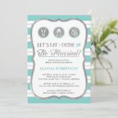 Eat Drink and be married Invitation, Faux Silver Kaart (Staand voorkant)
