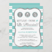 Eat Drink and be married Invitation, Faux Silver Kaart (Voorkant / Achterkant)