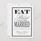 Eat Drink and be Married - Linen Paper nodigt uit Kaart (Voorkant)