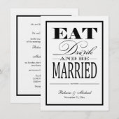 Eat Drink and be Married - Linen Paper nodigt uit Kaart (Voorkant / Achterkant)