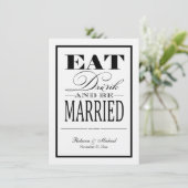Eat Drink and be Married - Linen Paper nodigt uit Kaart (Staand voorkant)