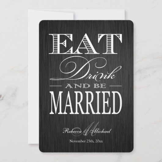 Eat Drink and be Married - Metallic Champagne Kaart (Voorkant)