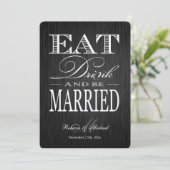 Eat Drink and be Married - Metallic Champagne Kaart (Staand voorkant)