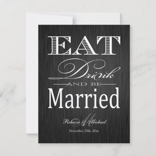 Eat Drink and be Married - Metallic Champagne Kaart (Voorkant)