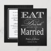 Eat Drink and be Married - Metallic Champagne Kaart (Voorkant / Achterkant)
