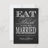 Eat Drink and be Married - Metallic Champagne RSVP Kaartje (Voorkant)