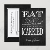 Eat Drink and be Married - Metallic Champagne RSVP Kaartje (Voorkant / Achterkant)