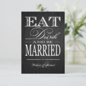 Eat Drink and be Married - Metallic Champagne RSVP Kaartje (Staand voorkant)