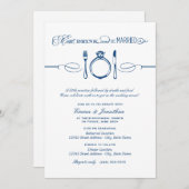 Eat Drink and be Married Navy Rehearsal Dinner Kaart (Voorkant / Achterkant)