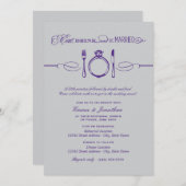 Eat Drink and be Married Paarse repetial Dinner Kaart (Voorkant / Achterkant)