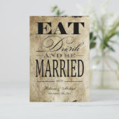 Eat Drink and be Married - papier RSVP Kaartje (Staand voorkant)