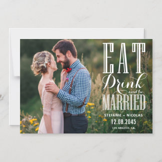 Eat Drink and Be Married Photo Save the Date Magnetische Uitnodiging