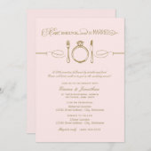 Eat Drink and be Married Pink Rehearsal Dinner Kaart (Voorkant / Achterkant)