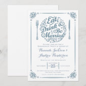 Eat Drink and be married Verloving Invitation Kaart (Voorkant / Achterkant)
