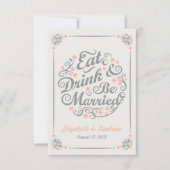 Eat Drink and Be Married Wedding R.S.V.P. RSVP Kaartje (Voorkant)