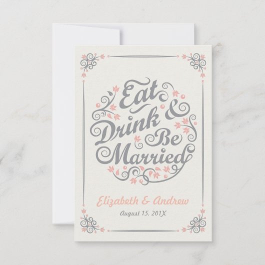 Eat Drink and Be Married Wedding R.S.V.P. RSVP Kaartje (Voorkant)