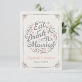 Eat Drink and Be Married Wedding R.S.V.P. RSVP Kaartje (Staand voorkant)
