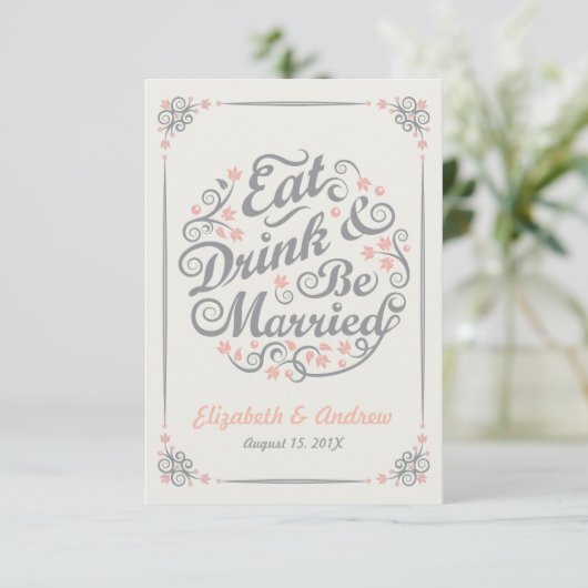Eat Drink and Be Married Wedding R.S.V.P. RSVP Kaartje (Staand voorkant)