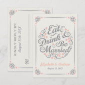 Eat Drink and Be Married Wedding R.S.V.P. RSVP Kaartje (Voorkant / Achterkant)