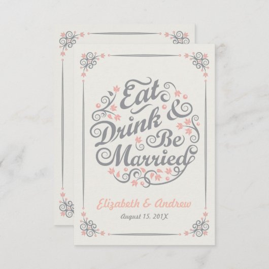 Eat Drink and Be Married Wedding R.S.V.P. RSVP Kaartje (Voorkant / Achterkant)