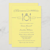 Eat Drink and be Married Yellow Rehearal Dinner Kaart (Voorkant / Achterkant)