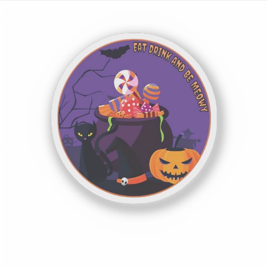 Eat Drink And Be Meowy Cute Casual Sticker (Voorkant)