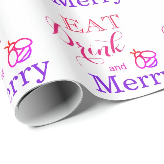 Eat Drink and be Merry - bijen Cadeaupapier (Rol Hoek)