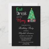 Eat Drink and be Merry Birthday Invitation Kaart (Voorkant)