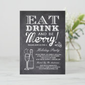 Eat Drink and be Merry Chalkboard Nieuwjaar Kaart (Staand voorkant)
