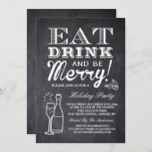 Eat Drink and be Merry Chalkboard Nieuwjaar Kaart (Voorkant / Achterkant)