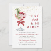 Eat Drink and Be Merry Christmas Cocktail Party Kaart (Voorkant)