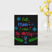 Eat Drink And Be Merry Christmas Holiday Kids T Sh Kaart (Gele Bloem)