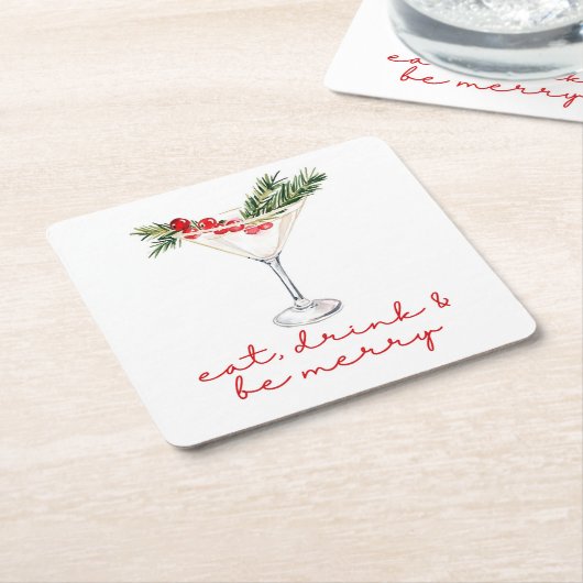 Eat, Drink, and Be Merry Christmas  Kartonnen Onderzetters (Schuin)