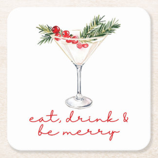 Eat, Drink, and Be Merry Christmas  Kartonnen Onderzetters