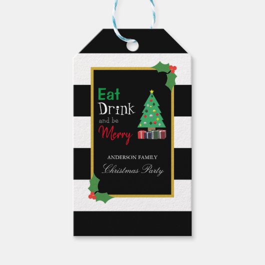 Eat Drink And Be Merry Christmas Party Cadeaulabel (Voorkant)