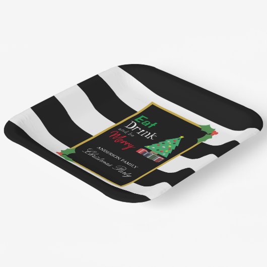 Eat Drink And Be Merry Christmas Party Papieren Bordje (Gebogen)
