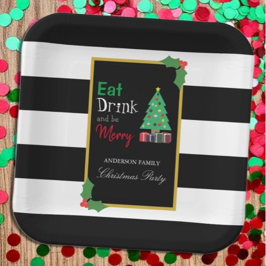 Eat Drink And Be Merry Christmas Party Papieren Bordje